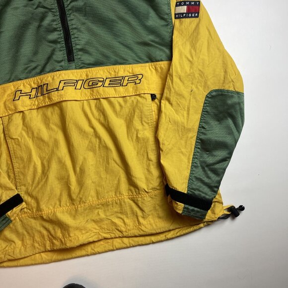 VTG Tommy Hilfiger Rare Majo Tech Green & Yellow Jacket Men Large (Read) - Picture 4 of 15